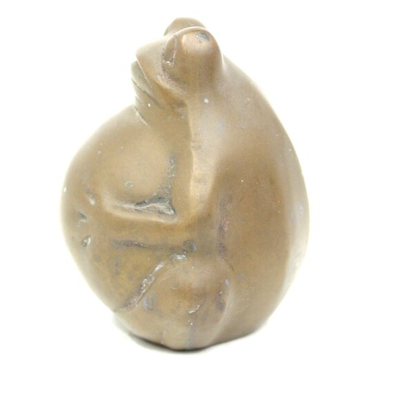 Brass Pot Belly Whimsical Sitting Frog Solid Chubby Figurine Vintage MCM 1960-70 - Picture 4 of 5